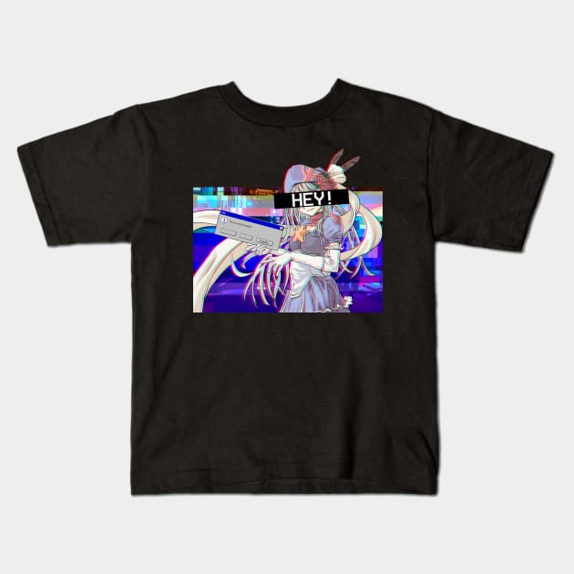 Anime Vaporwave Aesthetic Glitch Effect Kids T-Shirt by bestcoolshirts